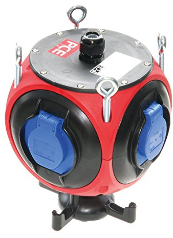 netbote24 Kunststoff Hängeverteiler mit 4 Schutzkontakt Steckdosen 16A 250V IP54 ungesichert, Rot