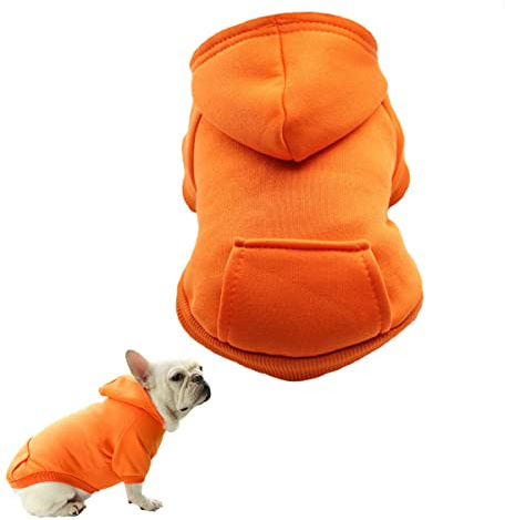 XiXiRan Hundhuvtröja bomull, hundrock, husdjur hund varm, med huva hundtröja husdjurskläder hund katt kläder, hundkläder vinter (L, orange)