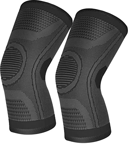 Kniestütze 2 Stück Kompression Kniebandage für Männer Damen Rutschfeste Atmungsaktiv Knieorthese für Arthritis, Meniskusriss, ACL, Tendonitis, Laufen, Kniebeugen, Sport (Schwarz, XXL)
