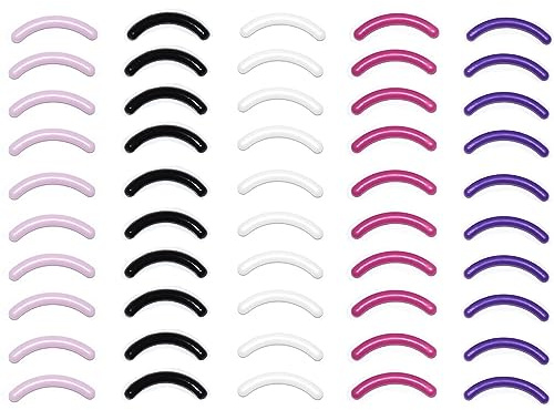RTRTGS 50 Stück Silikon Wimpernzange Pads, Universelle Wimpernzange Ersatz Pads, 5 Farben, 10 Streifen von jeder Farbe