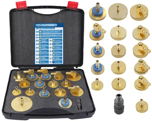 VKALTUL 17 PCS Bremsenentlüftungsgerät Adapter Set, Bremsentlüftung Adapter mit Ersatzadapter und 90°Winkelstückeadapter,Hervorragende Abdichtung