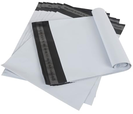 Versandtaschen Plastik25*35CM/30Stück,Versandtaschen Warensendung Versandbeutel Blickdicht Selbstklebend Versandtüten für Kleidung Logistikverpackungen Transport Verpackungskarton Weiß