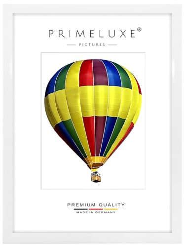 PrimeLuxe Cornice per immagini in legno 33 x 98 cm (dimensione dell'immagine) in bianco lucido | Colore e dimensione selezionabili | Cornice per poster | Puzzle | Foto collage | PRODUZIONE TEDESCA
