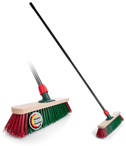BigDean Straßenbesen mit Teleskopstiel Besen 44 cm Breite PVC Borsten für effiziente Reinigung – Kehrbesen extra stabil & Made in Germany