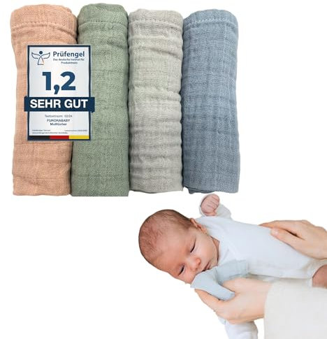 Spucktücher Baby Waschlappen 25x25cm (super-Soft Musselin Bio-Baumwolle) Mulltücher Baby, Oeko-TEX 100 Waschlappen Neugeborene (60 Grad waschbar) Babywaschlappen Set (Mixed, 25 x 25 cm)