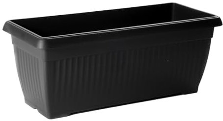 B2C Balcony box Trough Plant Pot Plastic Bel Garden Patio Planter Terra 60 70 80cm Rectangle Classic Terracotta Anthracite Long Flower Pot (Anthracite, 70cm)