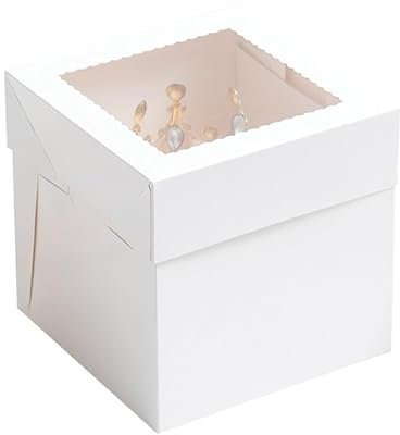 Dajiaxingxing Pack of 5 Tall 10-Inch Cake Box with Clear Display Window - Sturdy Food-Grade Cardboard for Wedding, Birthday & Celebration Cakes (Easy Assembly) (white, Increase height (5pcs))