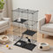 XMTECH Katzenkäfig für drinnen und draußen, 126x74x37 cm, 3-stöckiges Katzengehege, stabile Metallgitterkonstruktion, Rutschfester PP-Bodenplatte, für 1–2 Katzen, Schwarz
