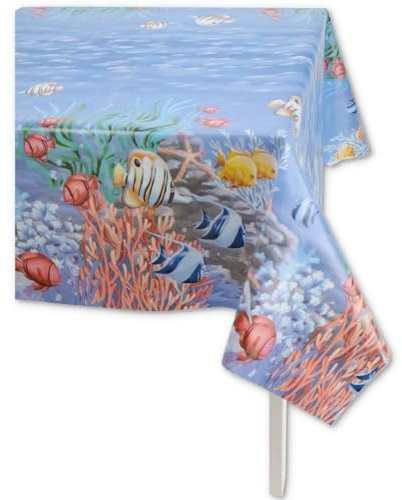 Casatessile Tovaglia plastificata Italiana Mare Tovaglia Cerata, Tovaglia Plastica - VAR. 5, 6 posti 140x180 cm.