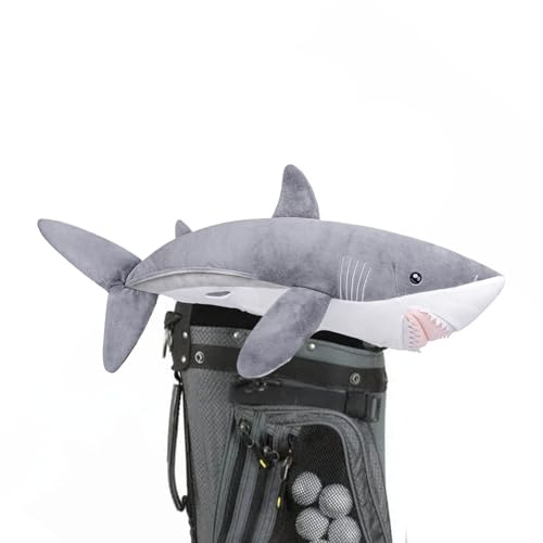 RLOMUTE Couvre-bois en bois pour club de golf Fairway/Hybride (F.H) - Couvre-bois de club de golf fantaisie requin en bois doux pour driver, anti-poussière, portable, cadeau drôle pour femmes, hommes