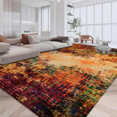 Imperial Rooms Rugs Living Room Extra Large 240 x 340 Short Pile Area Rugs for Bedroom Machine Washable Non Slip Carpet for Kids Room Soft Vintage Design Boho Rug, Vibrant