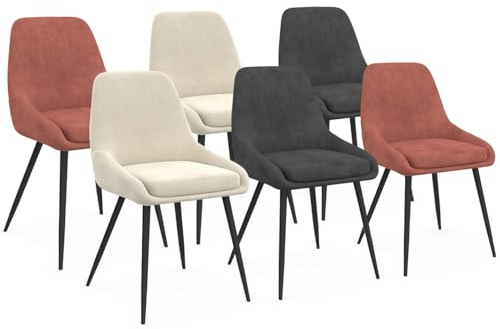 IDMarket - Lot de 6 chaises THALYA en Velours Mix Color avec accoudoirs | Coloris gris foncé x2, terracotta x2, beige x2