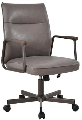 Duhome Kontorsstol skrivbordsstol 360 graders rotation justerbar höjd PVC material datorstol för kontor vardagsrum sovrum, grå
