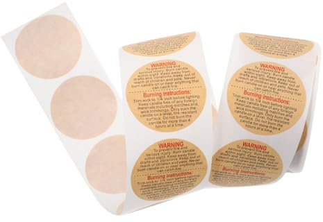 DOITOOL Kerzenwarnaufkleber 38mm Abnehmbar Selbstklebend Sicherheitsetiketten für Kerzengläser Warnhinweise für Selbstgemacht Kerzenherstellung