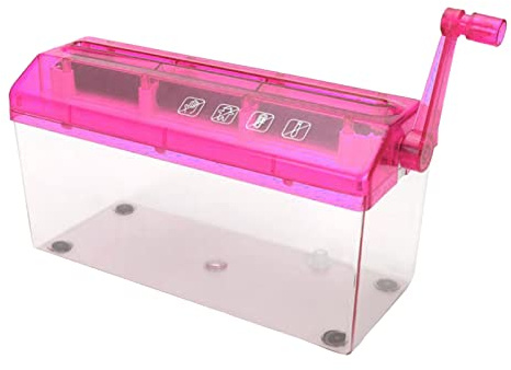 Pappersförstörare, bärbar manuell dokumentförstörare Dokumentskärningsverktyg med snabbmontering Transparent A4-skärare för kontorshem (Rose Red)