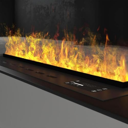 Electric Fireplace,Water Vapor Fireplace with Real Water- Flame Vapour,Touch Screen/Remote Control,Simulated Atomized Flame,Atomized Fireplace with 7 Adjustable Flame Colors,01,120cm