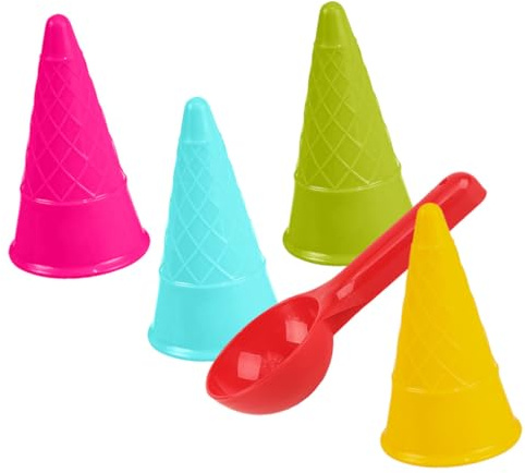 HONITANO Sandspielzeug für Eiscreme Löffel Satz Kunststoff Strandspielzeug Bunt Sandkasten mit Cartoon Form Fördert Feinmotorik und Kreativität