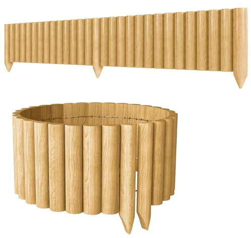 Outsunny Valla de Jardín de Madera, 176x38 cm, Valla de Jardín Exterior Decorativa, Resistente y Fácil de Instalar, para Huerto, Patio, Terraza, Césped, Natural