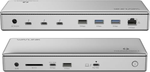 WAVLINK Thunderbolt 4 Station d'accueil 40 Gbit/s, 98 W PD, 8K/double 4K