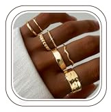 Chriscoco 7Pcs Silver/Gold Rings for Women Adjustable Open Thumb Rings Set | 14K Gold Plated,Minimalist,Stackable,Chunky Thin Ring,Silver Non Tarnish,Trendy,Promise Wedding Statement Engagement Ring