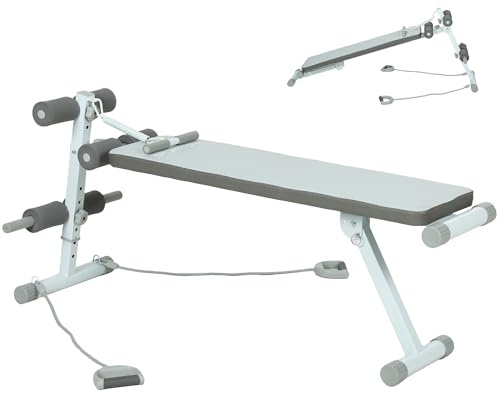 SPORTNOW Banco de pesas ajustable con asiento de 3 niveles, ideal para press de banca, rizos de bíceps, entrenamiento de espalda y abdominales, color azul y blanco
