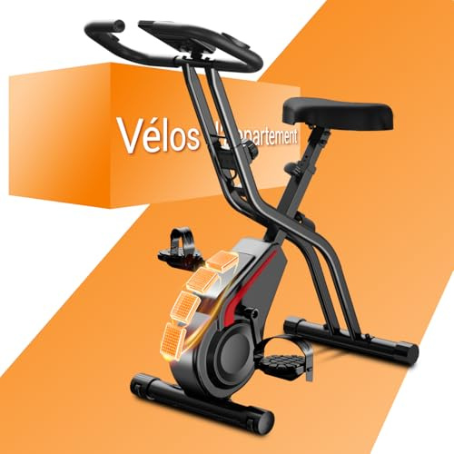 UMAY Velo d appartement pliable, 5-en-1 Velo appartement pliable | équipé d'une résistance silencieuse à 16 niveaux,avec surveillance de la fréquence cardiaque et écran LCD