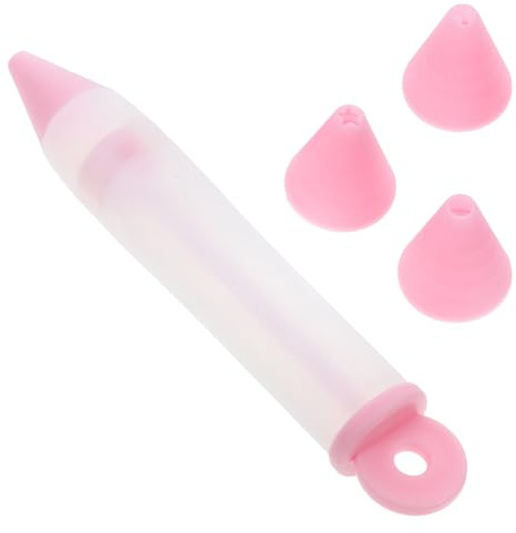 COHEALI Set Penna per Decorare Torte in Silicone 4 Punte Staccabili Rosa, Strumento per Pasticceria, Penna Scrittura Cioccolato e Gelatina per Dolci, per Biscotti e Cake Design