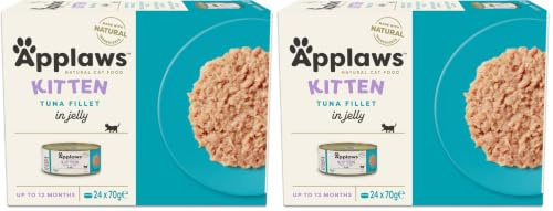 Applaws Natural Wet Cat Food, Kitten Tuna Multipack in Jelly 70 g Tin - 4x6 (Total 24 Tins) (Pack of 2)