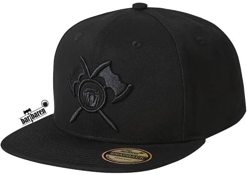 barTbaren – Snapback in Schwarz aus 100% Baumwolle – verstellbare Unisex Cap für Damen und Herren mit hochwertig aufgesticktem 3D Axt Logo