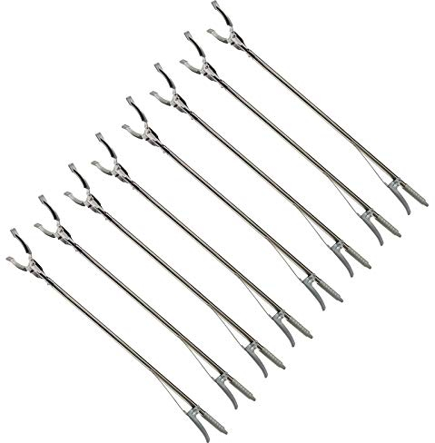 HAC24 8er Set Greifzange Müllzange Metall Greifhilfe Abfall Müll 90cm Greifer Greifarm Müllsammler Müllgreifer Abfallgreifer
