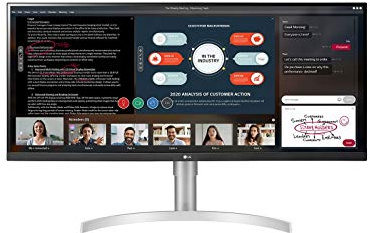 LG 34WN650 Monitor 29 UltraWide 21:9 LED IPS HDR 400, 2560x1080, Radeon FreeSync 75Hz, Audio Stereo 14W, 2X HDMI, 1x Display Port 1.4, Audioausgang, Höhenverstellbar, Flicker Safe, Bianco