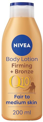 NIVEA Q10, Rassodante + Radiance Gradual Tan (200 ml), crema rassodante attivante abbronzante con Q10, supporta un'abbronzatura graduale, idratante abbronzante per un bagliore radioso baciato dal sole