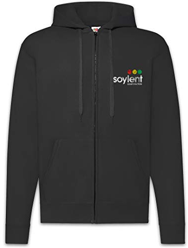Urban Backwoods Soylent Corporation Herren Zipper Hoodie Kapuzenpullover Schwarz Größe XL