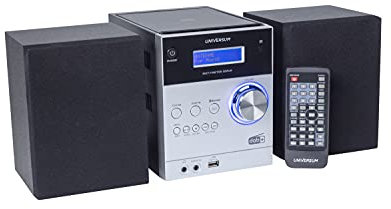 UNIVERSUM MS 300 - Kompakt Stereoanlage mit CD und Bluetooth - DAB+ & UKW Radio, AUX Eingang & USB - CD-Player (CD, CD-R, CD-RW, MP3-CD) - Uhr und Weckfunktion - Fernbedienung - Silber