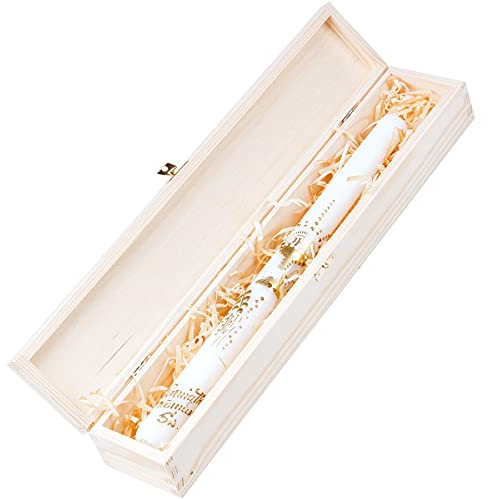 Boîte à Bougie en Bois de 1,9 L pour Communion - Boîte Cadeau en Bois