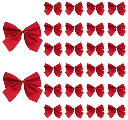 XIAOMAOMAO - 100 fiocchi di Natale, per albero di Natale, decorazioni da appendere, mini fiocchi natalizi