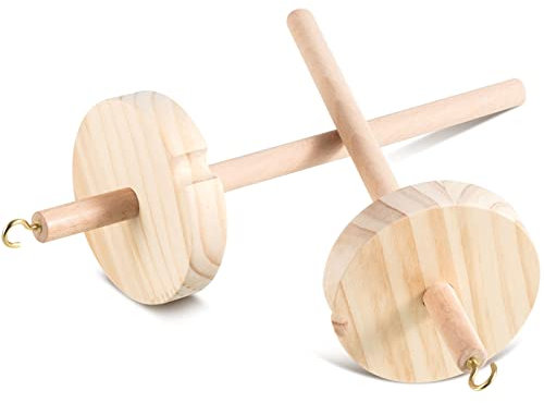 Jexine 2 Stück DIY Drop Spindel Top Whorl Drop Spindel Kit zum Spinnen von Wolle Hand Holztropfen Spindel Garn Spinnrad für Anfänger Nähen