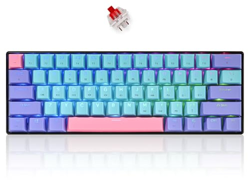 SOLIDEE 60% mechanische Gaming-Tastatur Wireless/Bluetooth 5.0 Dual-Mode-Tastatur,RGB Backstreuit Tastaturen,61 Tasten hot swap mit linearem Gateron Red Switch für PC-Spieler(61 Joker/Red)