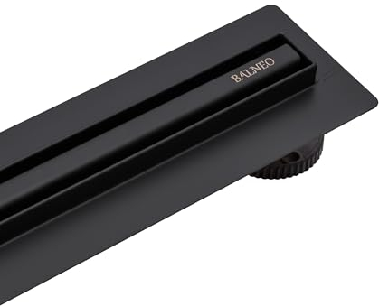 BALNEO Duschrinne, Ablaufrinne 70 cm schwarz Bodenablauf aus Edelstahl, schmales Paneel 14 mm, Komplett-Set, niedrig 57 mm, Slim & Low ProLine Duschablauf