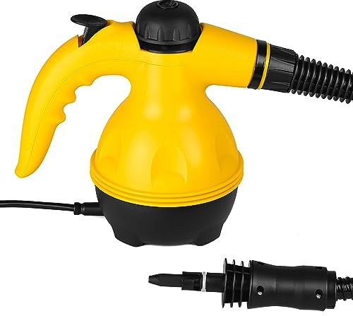 RELOVE Nettoyeur à Vapeur Polyvalent, Cuiseur à Vapeur Portable avec 9 Accessoires pour Eliminer Les Taches sur Les Tapis, Les Rideaux, Les Sièges d'auto et Plus, Jaune