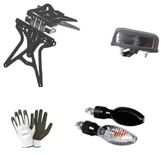KOMPATIBEL MIT KYMCO MXU 500 UNIVERSELLES, Nicht SPEZIFISCHES, VERSTELLBARES Motorrad-FÜHRERSCHEIN-FÜHRERSCHEIN-Halter-Set + 2 GLÜHBIRNEN-Blinker + KENNZEICHENLICHT