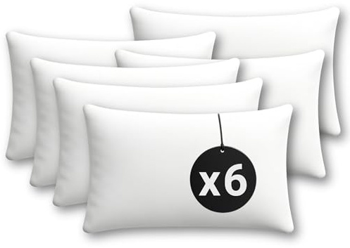 cuscini fiber Imbottitura Cuscini 30x50, Set da 6 Cuscini per Divano Anallergici Morbidi e Soffici, Cuscino Prodotto in Italia, Facile da Lavare