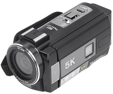 5K Videokamera Videokamera, Full HD 1080P 60fps 56MP 18x Zoom Digitalkamera Inspelare, Night Vision Vlogging Kamera, 3in 180 Graders Rotation IPS Pekskärm, för Fotografering