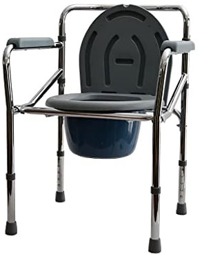 Silla con inodoro plegable Silla con inodoro plegable de cabecera con balde para inodoro, silla con inodoro de altura ajustable, alternativa al inodoro con apoyabrazos y respaldo Silla con inodor