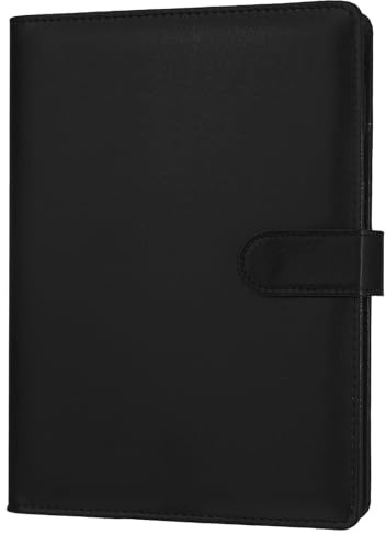 JIANTA Carpeta de Anillas A5 en Piel de PU - Cubierta Recargable Con 6 Anillas para Papel de Carta, Bolsillos para Cuadernos de Viaje y Trabajo (Negro)