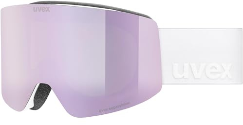 uvex provoqe FM - stylische, verspiegelte Skibrille mit Anti-Fog-Beschichtung und Over-The-Glasses-Konstruktion für Damen und Herren - white matt/rose-clear - one size