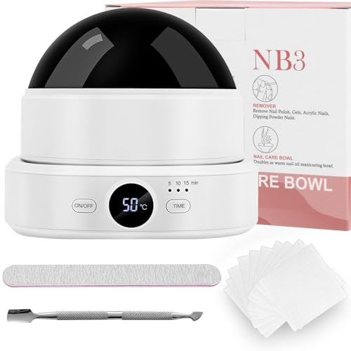 Dissolvant électrique pour vernis à ongles - Température réglable - Bol de trempage électrique pour ongles - Nettoyant pour ongles - Élimine le vernis à ongles en gel et acrylique