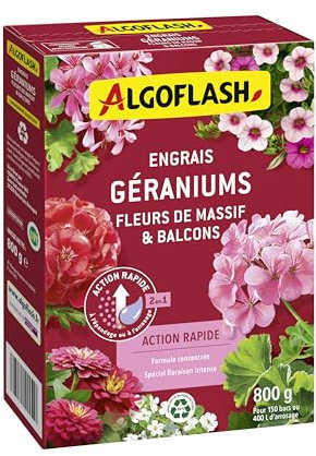 Algoflash Engrais Géraniums et Plantes Fleuries, Action rapide - 800 g