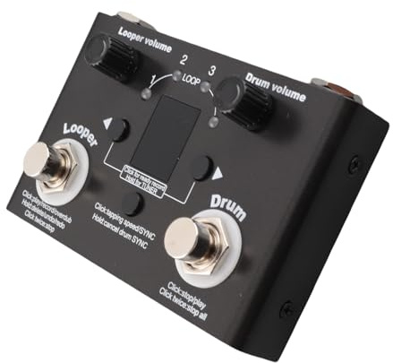 AOWINHIT Drum Looper Pedal Professional Metal 4 Ubicaciones de Almacenamiento 11 Minutos Tiempo de Grabación con Sintonizador Incorporado para Guitarristas y Músicos Negros