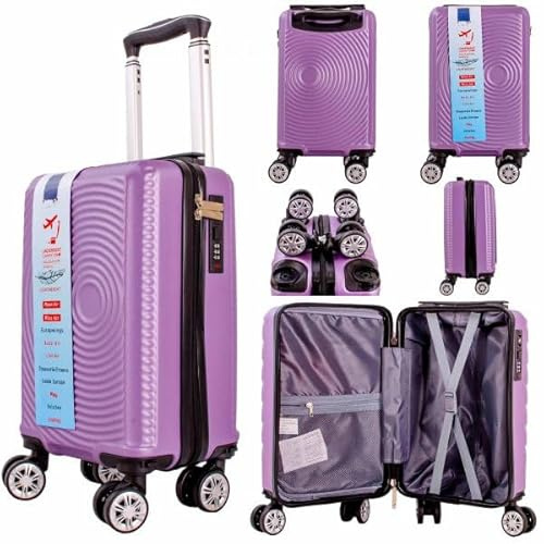 Ryanair Underseat 40 x 25 x 20 cm Cases with, Combination Lock Cases with Detachable 360° Wheels,(Purple)